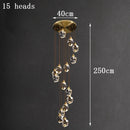 Axyaa Crystal Stair Chandelier: Modern LED Ceiling Light for Living Room