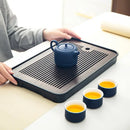Axyaa Bamboo Tea Tray for Home Living Room Storage, Japanese Style Teaware