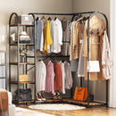 Axyaa L-Shaped Clothes Rack with Storage Shelves and Hanging Rods