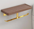 Axyaa Black Walnut Paper Towel Rack & Bathroom Shelf - Wall Hanging Wood