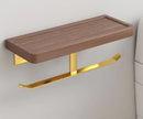 Axyaa Black Walnut Paper Towel Rack & Bathroom Shelf - Wall Hanging Wood