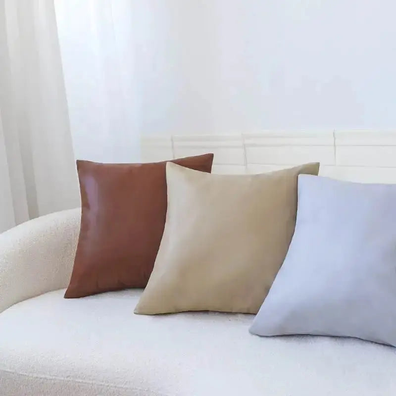 Axyaa Nordic PU Leather Cushion Cover - 18x18inch Decorative Pillowcase