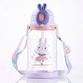 Axyaa Kids Straw Water Bottle 600ml - Leakproof Cartoon Sippy Cup
