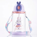 Axyaa Kids Straw Water Bottle 600ml - Leakproof Cartoon Sippy Cup