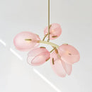 Axyaa Pink Glass Tulip Bud Pendant Chandelier