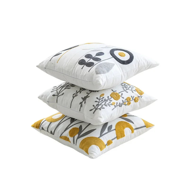 Axyaa Small Fresh Embroidered Pillow Cover for Home Sofa, Four Seasons Universal