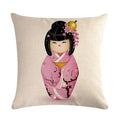 Axyaa Geisha Kimono Linen Pillow Cover for Home and Car Decoration