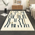 Axyaa French Retro Striped Bedside Carpet Cream Rug for Bedroom and Living Room