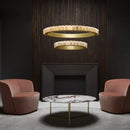 Axyaa Round Gold Black Marble Pendant Lamp Luxe Designer Hanging Light