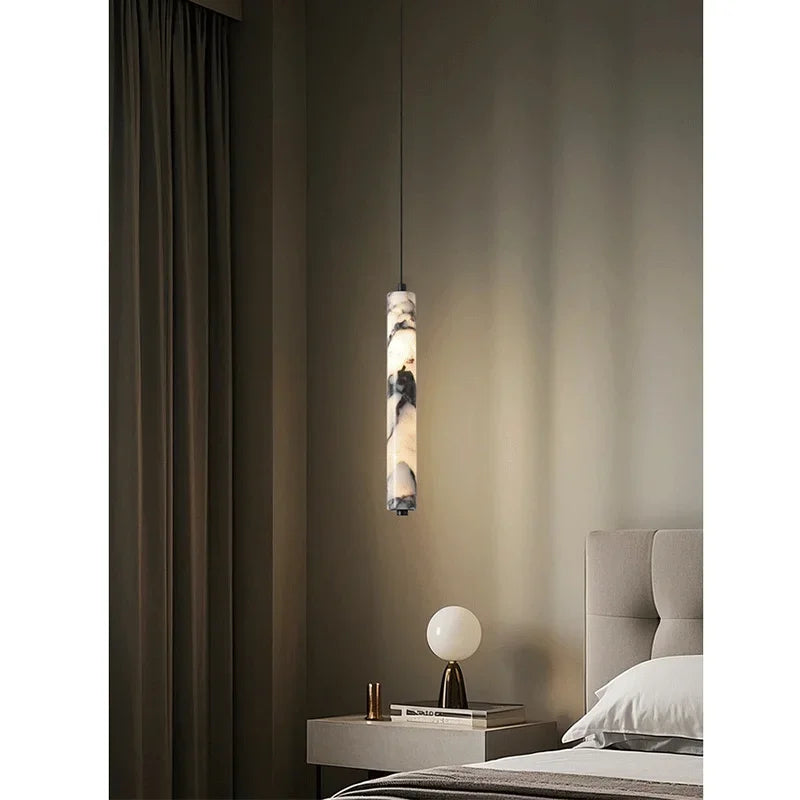 Natural Stone Pendant Lights by Axyaa - Elegant LED Chandelier for Home Decor