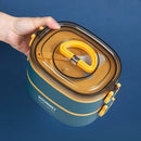 Axyaa 3-Layer Stainless Steel Lunch Box - Leakproof & Microwavable Food Container