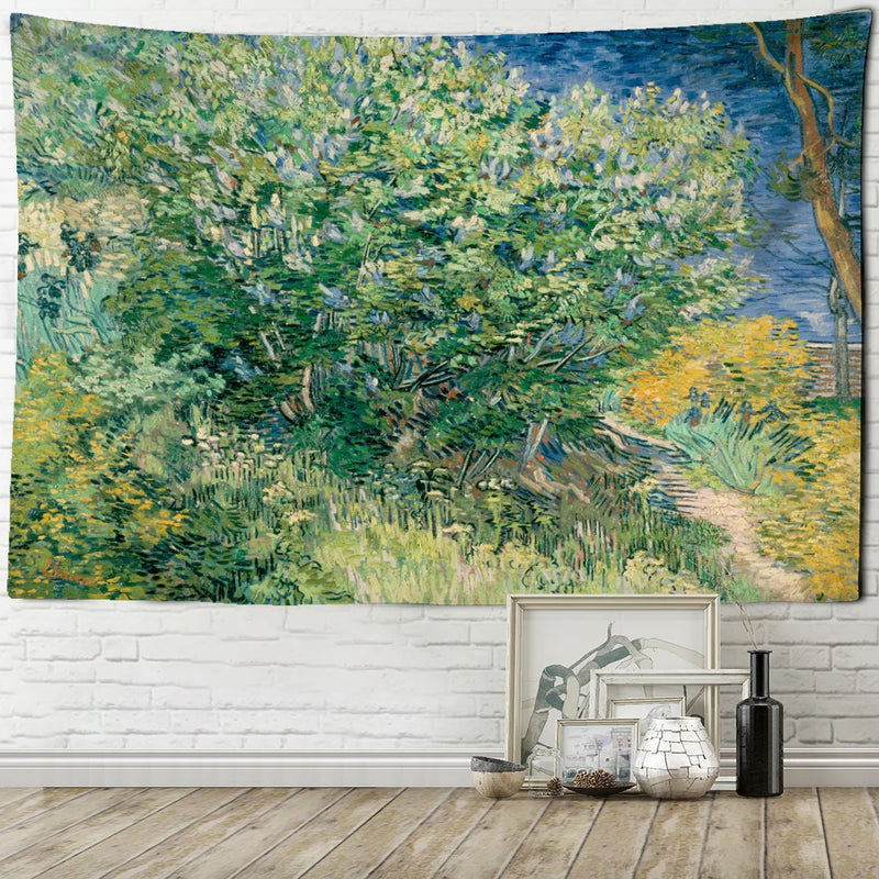 Axyaa Wheat Field Cypress Tapestry Van Gogh Scene Wall Decoration