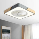 Axyaa Bladeless Remote Control Wood LED Ceiling Fan-Light, Modern Low Profile Square/Round Design