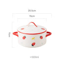Axyaa 1000ml Ceramic Double Ear Noodle Soup Bowl with Cover - 15cm Microwave Oven Bowl