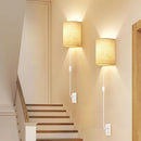 Axyaa Stepped Color Wall Lamp Set for Bedrooms, On/Off Switch, Linen Fabric