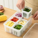 Axyaa Refrigerator Storage Box with 4/6 Grids - Kitchen Fresh-keeping and Drain Basket Organizer
