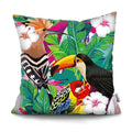 Axyaa Tropical Plant Parrot Decorative Pillow Cover - Flowers Sofa Cushion Case