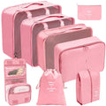 Axyaa 8-Piece Solid Color Travel Packing Cubes Set for Organizing Clothes and Toiletries