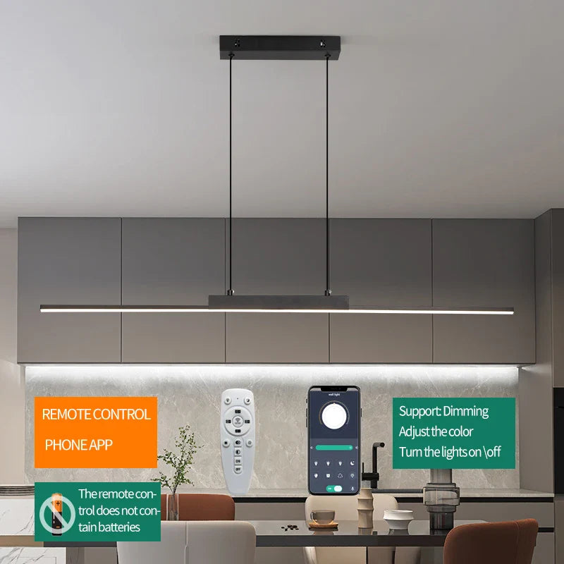 Axyaa Black Gold Chandelier: Modern Living Room Pendant Light with Phone APP Dimming