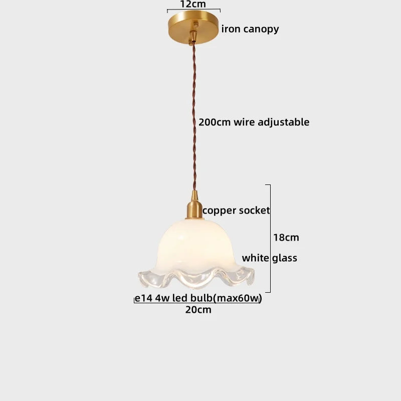 Axyaa Nordic LED Pendant Lights Copper Glass Chandelier
