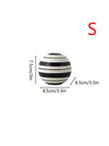 Axyaa Striped Round Ball Vase: Geometric Lines, Black and White, Home Decor