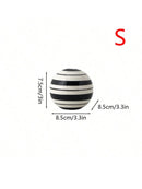 Axyaa Striped Round Ball Vase: Geometric Lines, Black and White, Home Decor