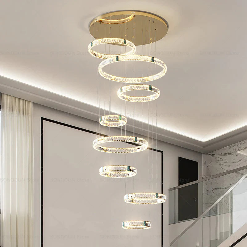 Luxury Duplex Crystal Chandelier & Modern Living Room Set by Axyaa