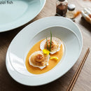 Axya 14" Oval Steak Plate Dinner Dish Tray Set for Home Restaurant Hotel
