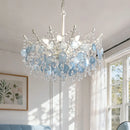 Axyaa Luxury Vintage Shell Crystal Chandelier in Blue/White