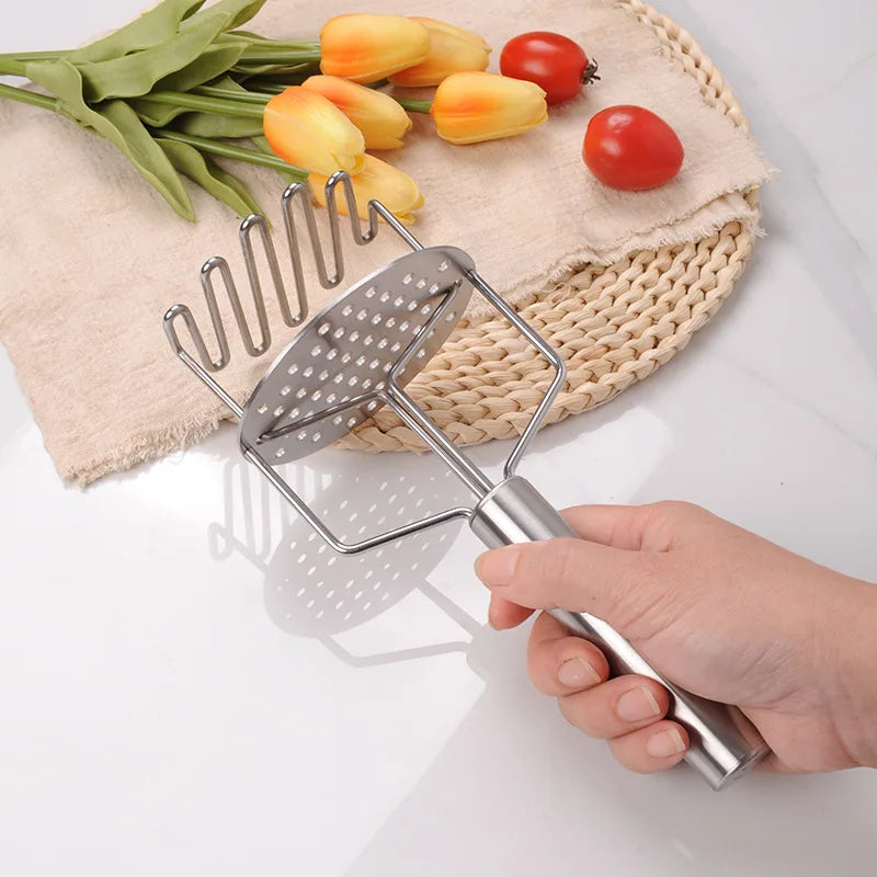 Axyaa Stainless Steel Potato Masher Fruit Vegetable Chopper Kitchen Gadget