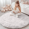 Axyaa Plush Round Carpets: Non-Slip, Washable Rugs for Living Room & Bedroom