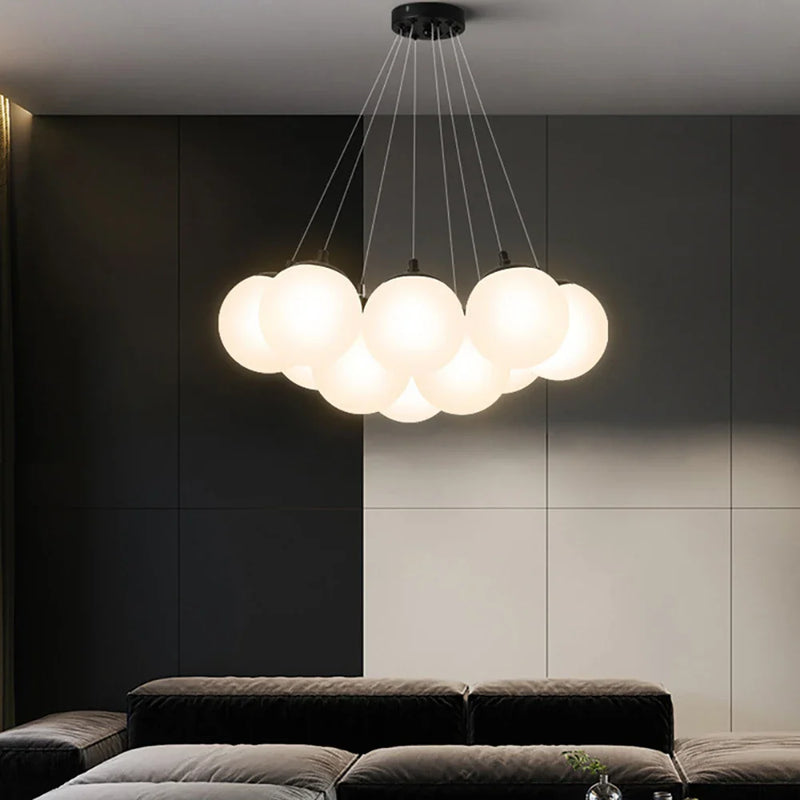 Axyaa Modern Nordic Bubble Glass Ball Pendant Chandelier for Living Room and Kitchen