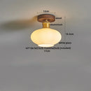 Axyaa Amber Glass LED Ceiling Lamp: Modern Aluminum Wood Light Fixture