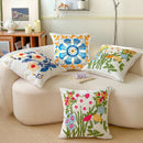 Axyaa Pastoral Flower Embroidered Pillowcase for Sofa and Headboard
