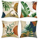 Tropical Leaf Geometric Pattern Pillow Covers by Axyaa for Sofa Bedroom Car