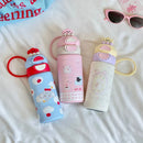 Axyaa Cartoon Vacuum Insulated Stainless Steel Water Bottle with Double Drinking Straw Cup