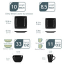 Axyaa SOHO Black Porcelain Square Dinnerware Set with Plates, Bowls, Mugs
