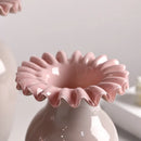 Axyaa Pink Glass Vase Pleated Lace Home Decor Hydroponic Terrarium