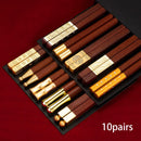 Axyaa Red Sandalwood Chopsticks Set - Solid Wood Dining Restaurant Chopsticks