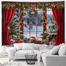 Winter Wonderland Tapestry: Christmas Tree Garland Window Wall Hanging by Axyaa