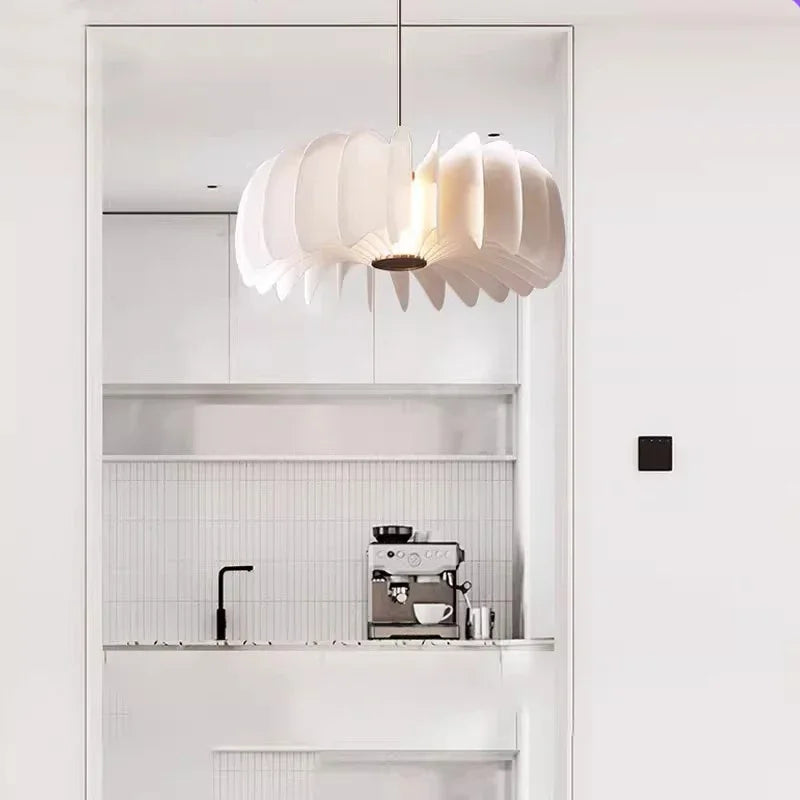 Axyaa White Petal Acrylic Chandelier Pendant for Living Room, Bedroom, and Balcony