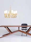 Axyaa Lustre Glass LED Chandeliers: Elegant Dimmable Hanging Lamps for Living Room