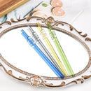 Axyaa Glass Drinking Straw Set with Brush - 4Pcs Smoothies Cocktails Bar Accessories