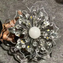 Axyaa Crystal Flower Chandelier LED Ceiling Light for Bedroom Hallway Living Room