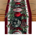 Axyaa Christmas Holly Pine Cone Table Runner