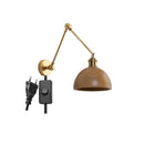 Axyaa Nordic Wood LED Wall Lamp Sconce with Swing Arm and Pull Chain Switch