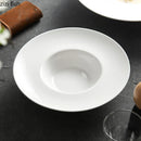 Axyaa White Ceramic Soup Plate for Molecular Cuisine and Restaurant Dining