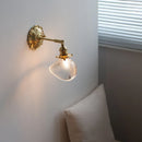 Axyaa Clear Glass LED Wall Lamps, Vintage Brass Bathroom Lighting Fixtures