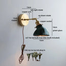 Axyaa LED Glass Wall Lamp Clear Amber Modern Nordic Design E27 Bathroom Light