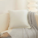 Axyaa Fringed Tassels Cotton Pillow Cover - White Mustard, 45x45cm 30x50cm